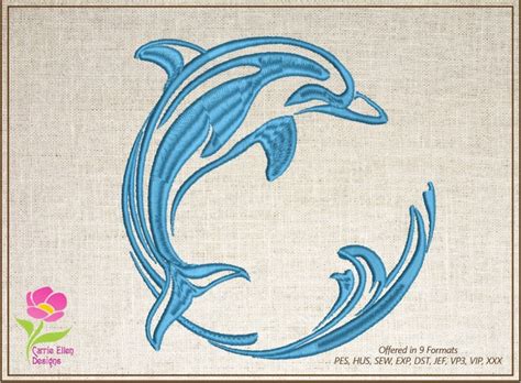 Dolphin Machine Embroidery Design Bottlenose Dolphin Embroidery