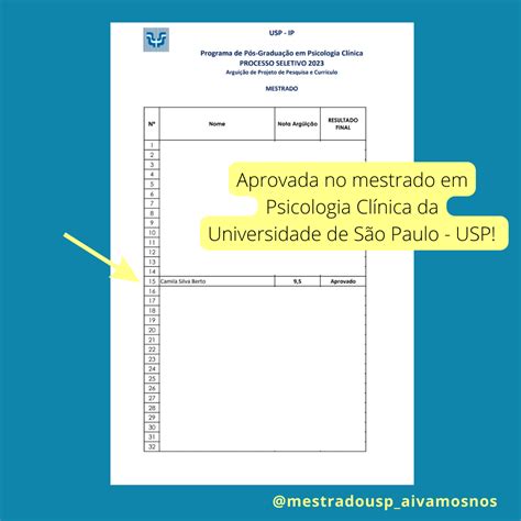 Aprova Es No Mestrado Semestre Mestrado Usp A Vamos N S