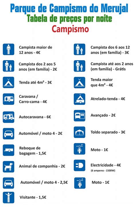 Tabela De Pre Os Campismo Naturveredas