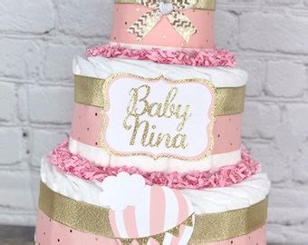 Hot Air Balloon Diaper Cake Set Baby Shower Centerpiece Etsy