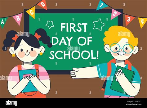 First Day School Background Vector Design Illustration Stock Vector