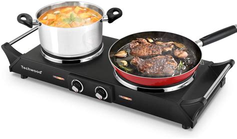 Techwood Hot Plate Portable Electric Stove W Countertop Single Burner With Adjustable