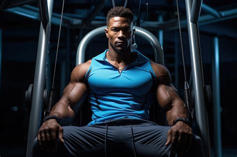 Premium Photo A Man Sitting In A Gym Chair With His Hands On His Hips