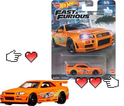 Машинка Hot wheels 1 64 Форсаж Nissan Skyline GT R BNR34 Collector Edition Metal Diecast