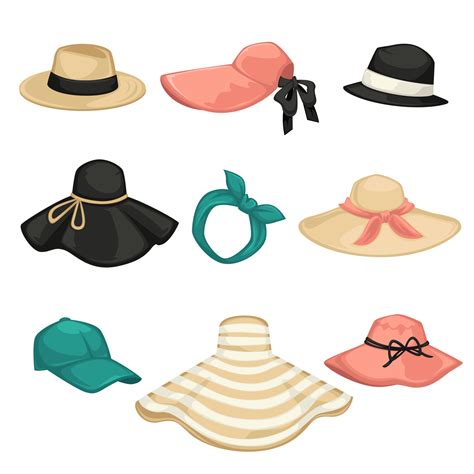 hembra sombrero moda tipos de sombreros  mujer  vector en