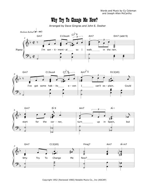 Why Try To Change Me Now Arr Arranged By Dave Gingras And John E