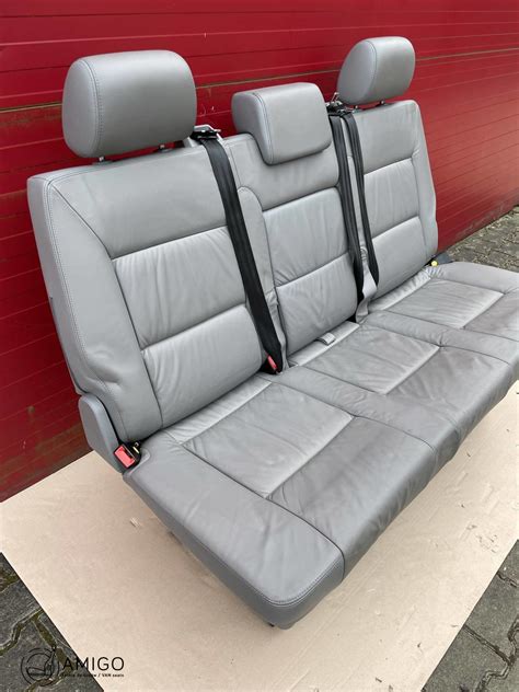 Bench Rear Triple Seat VW T5 Grey Leather Multivan Caravelle T6 Rear