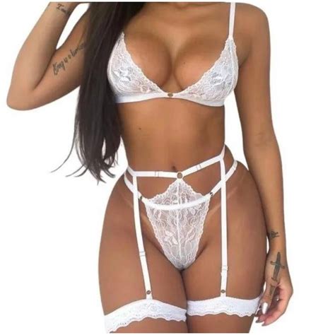 Lingerie Renda Sexy Sensual Fio Dental Langerie Fantasia Erotica Gladiadora Shopee Brasil