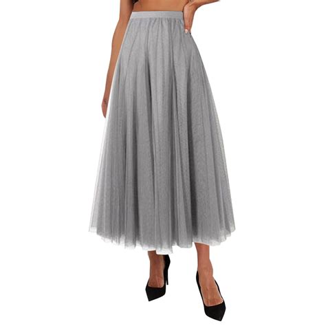 Gzwyht Skirts For Womenmaxi Skirt Womens Pleated Skirt Mesh Skirt