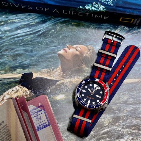 Navy Blue And Red Nato Watch Strap