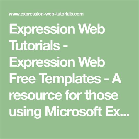 Expression Web Tutorials Expression Web Free Templates A Resource