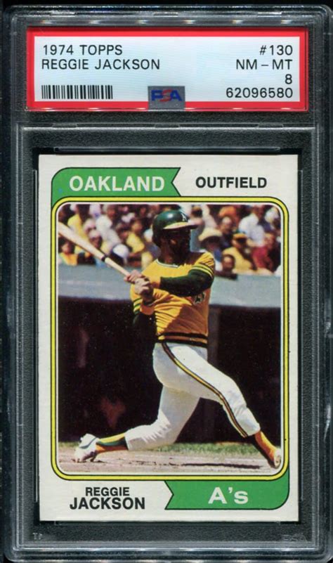 1974 Topps 130 Reggie Jackson PSA 8 HOF 62096580 All Star Cards Inc