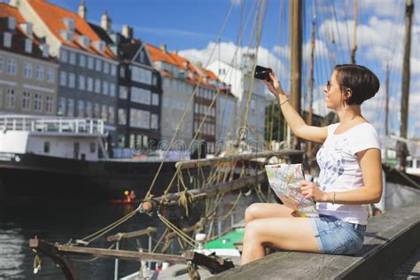 Beautiful Brunette Woman Travel In Europe Stock Photo Image Of Pier Attraction 112112886