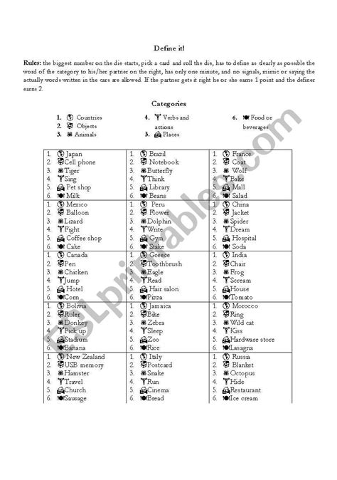 english worksheets define