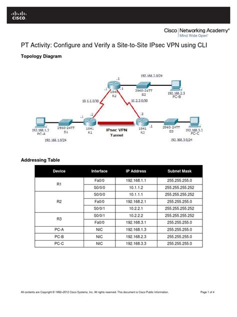 PDF CCNA Security Chapter 8 Packet Tracer Site To Site IPsec VPN