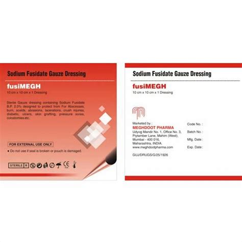 sodium fusidate gauze dressing bp packaging size standard