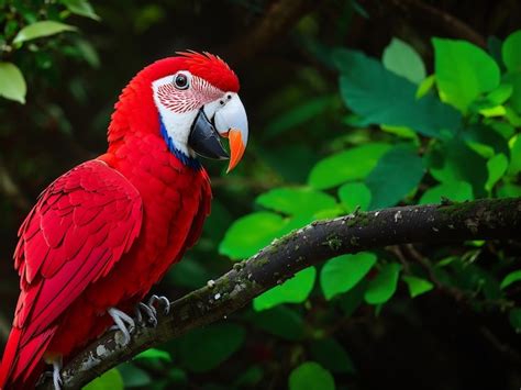 Un loro está sentado en una rama en un ambiente tropical Foto Premium