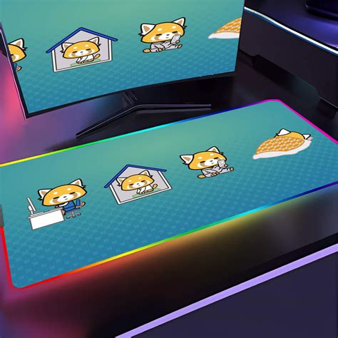 Aggretsuko Cute Desk Padkawaii Led Light Gaming Desk Matgamer Mouse