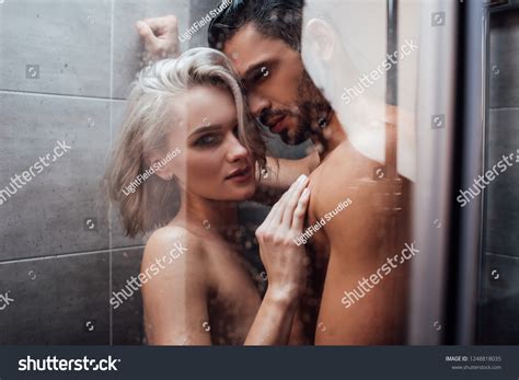 Naked Couple Embracing Passion Taking Shower Stock Photo 1248818035 Shutterstock