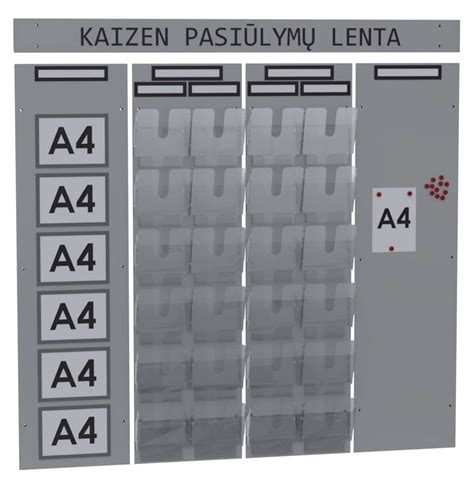 3 informacinė KAIZEN lenta su magnetukais irangaverslui lt