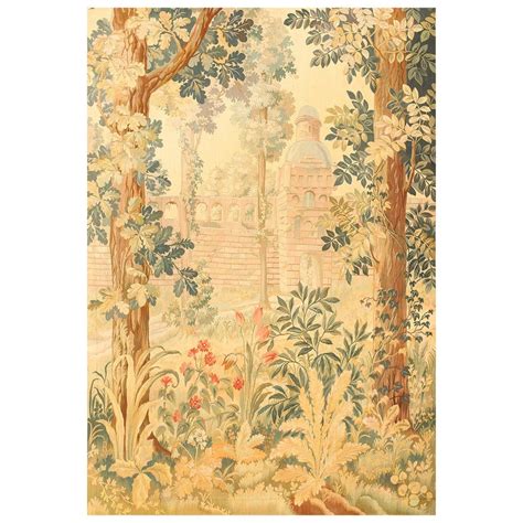 Antique Floral Design And Soft Colored Rare American Tapestry 49 X 6