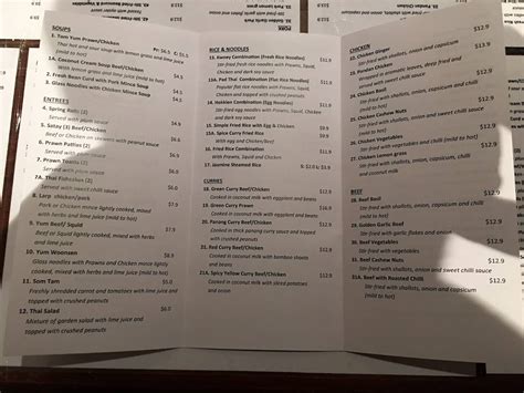 Menu At Aroy Thai Restaurant Modbury