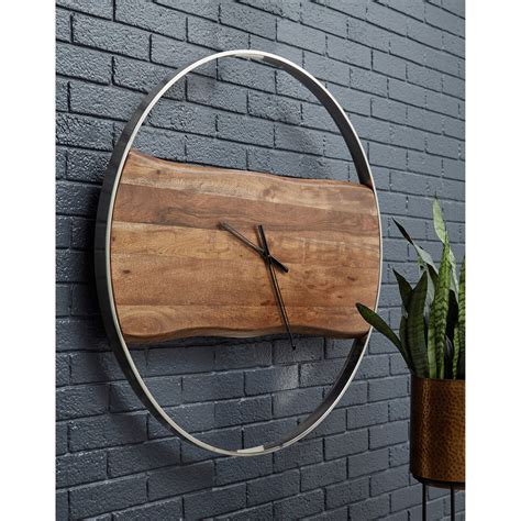 Signature Design By Ashley Panchali Contemporary Metal Wood Wall Clock