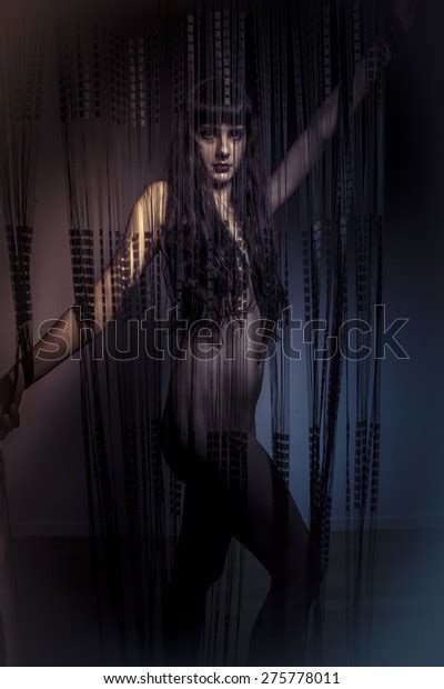 Naked Girl Behind Curtains Black Threads Stock Photo 275778011 Shutterstock