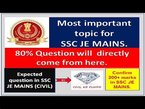 SSC JE MAINS MOST IMPORTANT TOPIC FOR CIVIL SSC JE MAINS CIVIL SSC