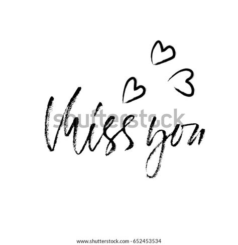 Miss You Handwritten Inscription Hand Drawn Stock Vector Royalty Free