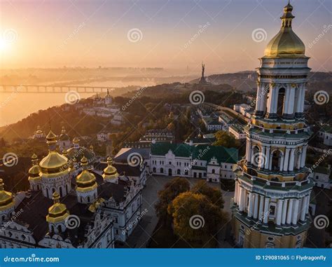 Beautiful View To Kiev Pechersk Lavra Rider Dnipro And The Motherland