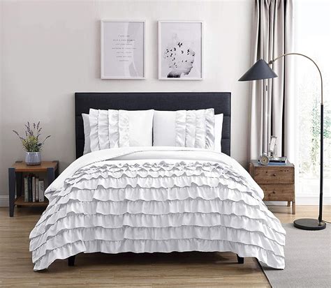 Chezmoi Collection Ella Shabby Chic Ruffle Duvet Cover Set