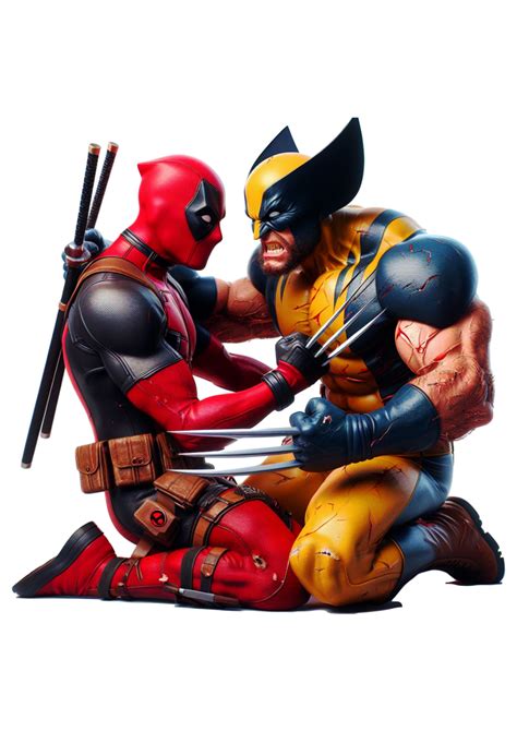 Deadpool E Wolverine Lutando Png