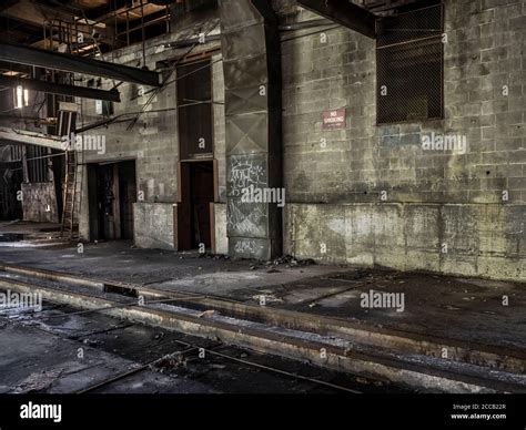 Interior Of Old Abandoned Factory Warehouse Stock Photo Alamy