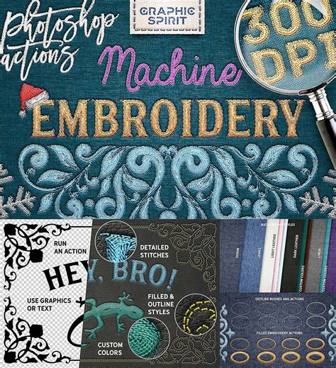 Machine Embroidery Photoshop Actions | Free download