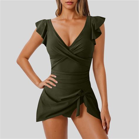 Busydd Womens Swimsuits Deep V Neck High Waisted Swim Suits for Women