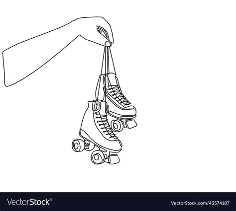 Single One Line Drawing Player Hand Holds Roller Vector Image