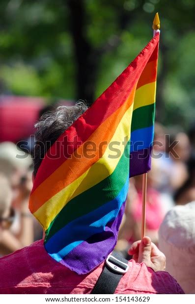Man Holding Gay Rainbow Flag Stock Photo 154143629 Shutterstock