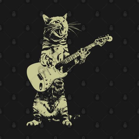 Funny CAt Playing Guitar - Guitar - T-Shirt | TeePublic