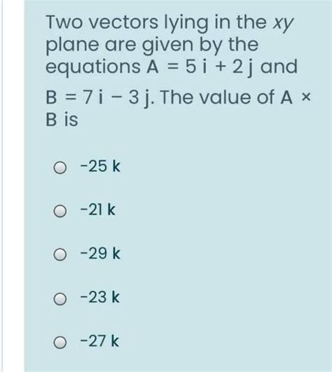 Solved Two Vectors Lying In The Xy Plane Are Given By The Chegg