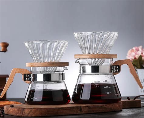 Q400ml600ml Glass Pour Over Coffee Pot Tea Pots Carafe Drip Coffee Pot Dripper Glass Range