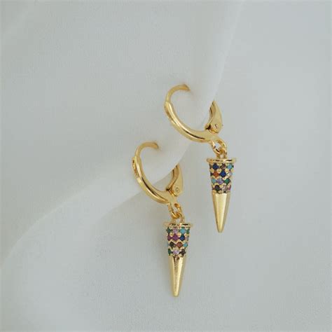 Cr Oles Breloques Spike Boucles D Oreilles Pendantes En Laiton