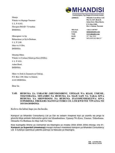 Barua Ya Utambulisho Pdf