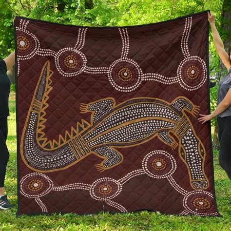 Aio Pride Aboriginal Premium Quilt Indigenous Crocodile Brown Color