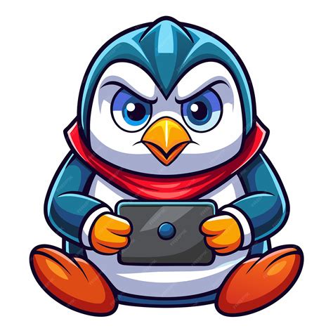 Adorable and Grumpy Penguin Video Game Character Vector Illustration