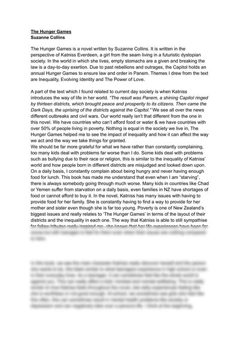 The Hunger Games 1.10 | English - Level 1 NCEA | Thinkswap