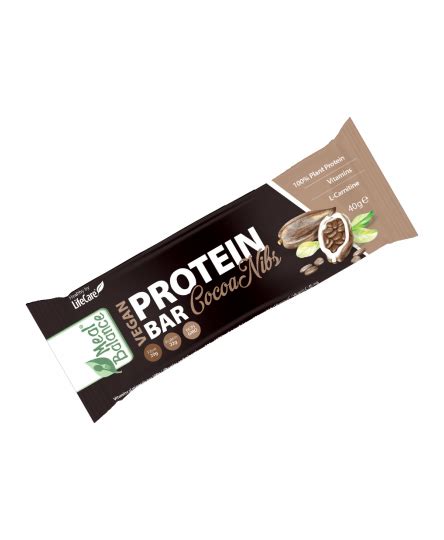 Baton Veganproteic Cu Boabe De Cacao Life Care Life Care