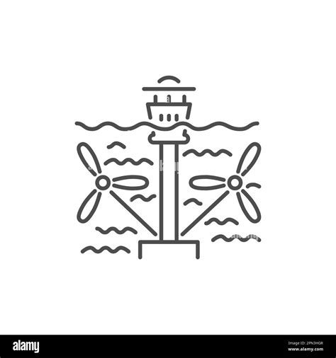 Tidal Energy Related Vector Linear Icon Hydropower Resource Vector