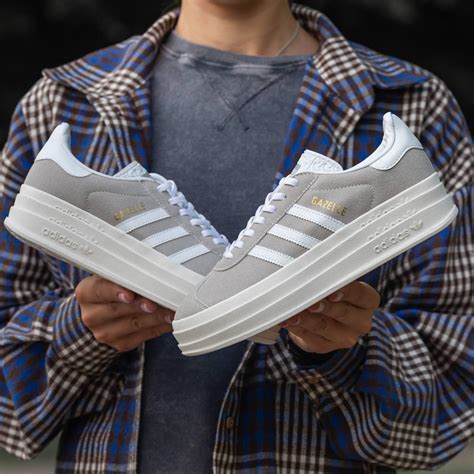 Женские кроссовки Adidas Gazelle Platform Grey White (серые с белым ...