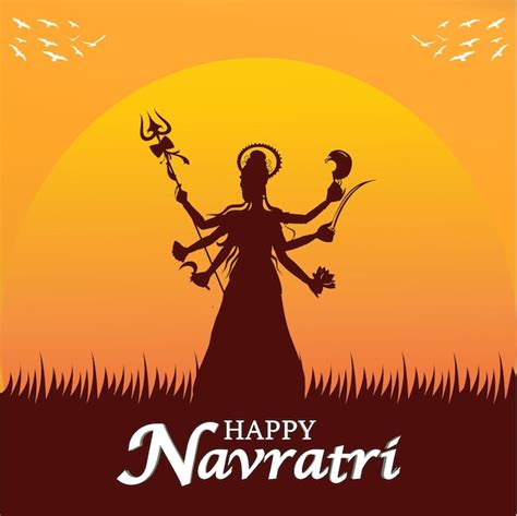 Feliz festival navratri celebración diseño de carteles diosa durga maa